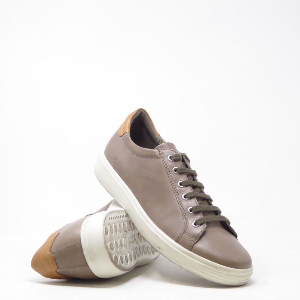 ECCO Mens Soft Classic Sneakers Brown Leather Lace Up Shoes 41 EU / 7-7.5